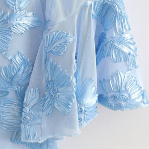 Robe longue dos nu SHENZHU pour femme, nouvelle collection Printemps 2025, maille simple à fleurs 3D, manches longues, modèle 5085 - Product Image 5