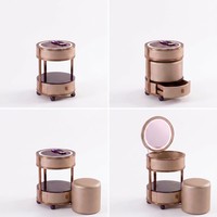 Table de maquillage moderne pour chambre d'hôtel avec miroir LED 3 couleurs, charge sans fil, tiroirs de rangement et roulettes universelles