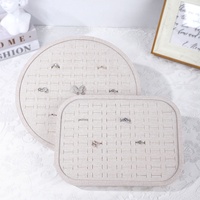 Plateau de rangement rond et carré en lin texturé 76 89 96 104 pour bagues – Organisateur élégant pour la maison et le commerce de détail