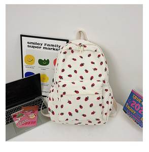 Sac à dos de voyage en velours côtelé à imprimé fraise sublimé, vente en gros d'usine, multifonctionnel, personnalisé, mignon, décontracté, pour filles, collège, école - Product Image 6