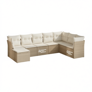 Ensemble de canapés sectionnels de jardin en rotin, mobilier d'extérieur beige, 6 places, design contemporain - Product Image 1
