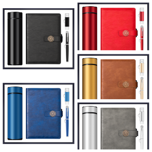 Promosi baja tahan karat A5 PU Notebook pena 32G Flash Drive 500ml vakum cangkir bisnis hadiah perusahaan Set - Product Image 4