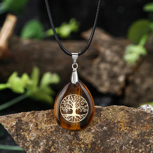 Collana Albero della Vita con Ciondolo in <span class=keywords><strong>Pietra</strong></span> Naturale, Catena in Corda di Cristallo Fatta a Mano, Regalo Unisex, per Damigelle, Boho, Natale, Compleanno - Product Image 4