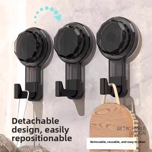 Pengait Vakum Tempel Dinding Plastik dengan Kunci Putar, Tanpa Bor, Dapat Dilepas, Tahan Air, Pengait Handuk Tunggal untuk Kamar Mandi Dapur - Product Image 4
