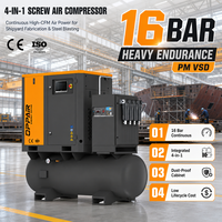 Compresseur d'air à vis intégré avec sécheur et filtre 15kW 20HP PM VSD 16 bars pour sablage d'acier en chantier naval