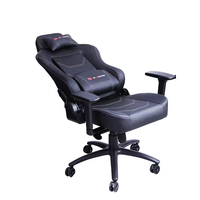 Fauteuil de bureau gaming moderne inclinable à 180 degrés en cuir PU, avec accoudoirs réglables à 3 positions par vérin à gaz et base pivotante, noir