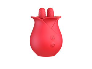 Vibrador de Clítoris con Forma de Pétalo de Flor Roja de Silicona Privada para Mujeres, Vibrador de Doble Lengua con Forma de Rosa - Product Image 5