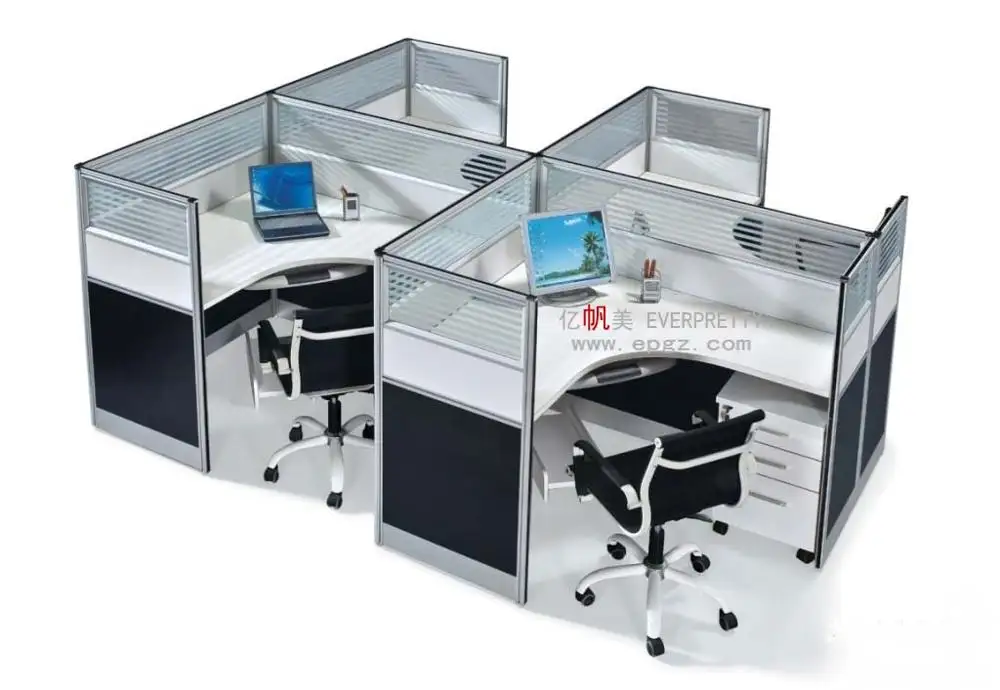 Meja kantor dengan partisi kantor tunggal staf kerja meja individu dengan pembagi