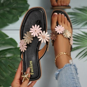 Ladies Casual <b>Beach</b> Flip Flops Daisy Flower Decor Flat <b>Thong</b> Sandals Summer Outdoor Walking Slippers - Product Image 2