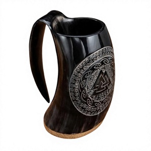 Natural Horn Crafts Viking Horn <b>Mug</b> Vintage Solid Reusable Eco Friendly Beer Gift <b>Box</b> Packaging Dishwasher Microwave Safe Party - Product Image 1