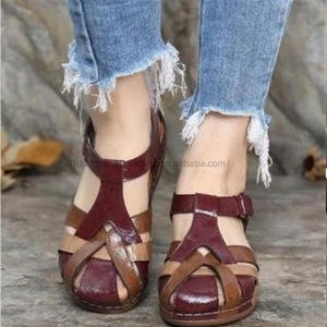 Sandales compensées rétro à plateforme pour femmes grandes tailles, à enfiler, nouvelle collection été, respirantes, vente en gros usine - Product Image 5