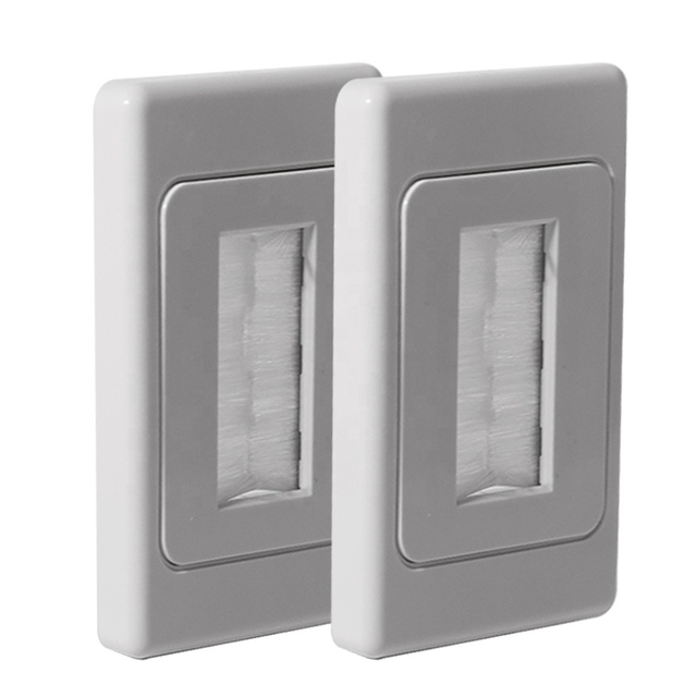 EASTOMMY ET-410418 2 Pack Low Voltage Cable Management Kit Cord Pass Through Insert Brush Wall Plate for Cables