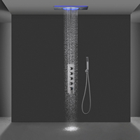 Ensemble de douche colonne cascade LED chaud/froid pour salle de bain, 4 fonctions, grande taille 600*330mm