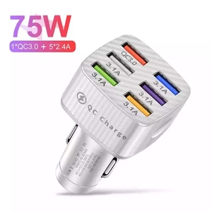QC3.0 caricabatteria da auto 6USB 75W adattatore per telefono a ricarica rapida in auto 15A per iPhone 14 Xiaomi Huawei <span class=keywords><strong>Samsung</strong></span> Car Quick Charge - Product Image 3