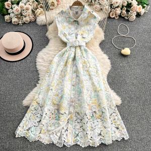 Novità da donna monopetto senza maniche in pizzo elegante con stampa bavero - Product Image 2