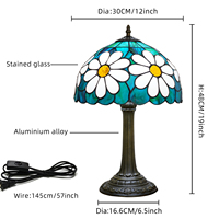   Lampe de table en verre teinté, 12 pouces de large, style marguerite, pour salon, chambre, dortoir, cuisine, décoration de la maison, cadeau de festival