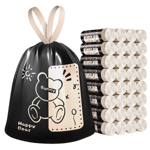 Drawstring Kitchen Trash Bags L Size Thickened Cartoon Print 100 Pack Portable Cleaning Bags - Product Image 1