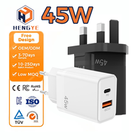 Adaptateur secteur portable électrique 63W Gan, charge rapide QC3.0 PD, 1 port Type-C, sortie 5V/3A, prise EU/UK, chargeur mural pour téléphones portables
