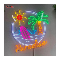 Dropshipping, enseigne au néon personnalisée avec palmier, montagne et coucher de soleil, pour la décoration murale de restaurant, lumières au néon LED