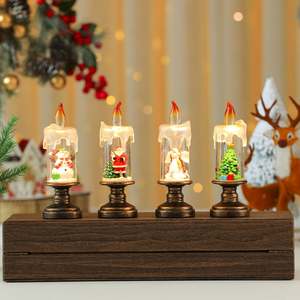 Custom Flameless LED Christmas Candle Light PVC <b>Plastic</b> <b>Snow</b> <b>Globe</b> Base Holiday Decoration Bulk OEM Timer Function AXGIFTS - Product Image 2