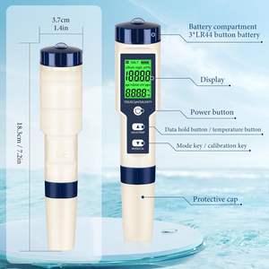 Testeur numérique de pH/TDS/EC/<span class=keywords><strong>Salinité</strong></span> avec écran LCD rétroéclairé pour l'eau potable, le vin, les piscines, les spas et les bains à remous - Product Image 5