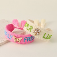 Bracelet fait main pour femmes à la mode européenne américaine réglable lettre broderie bracelets tressés bracelets personnalisés
