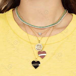 Gemnel wasserdichter Schmuck im klassischen Stil Diamant und Gold Sternzeichen Münz zeichen Anhänger Halskette - Product Image 5