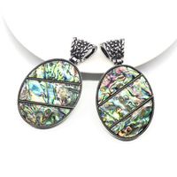 Huiying Vente en gros de pendentifs en coquille d'ormeau à la mode, pendentif ovale de guérison, magnifique collier en coquille, bijoux