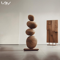 Sculpture en bois massif de style nordique pour salon, ornement de luxe, villa, hôtel, couleur noyer, décoration d'entrée, meubles