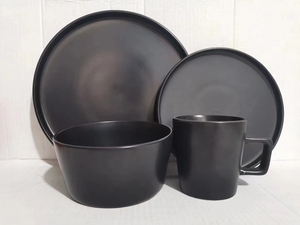 ชุดอาหารเย็นเซรามิกสีดำด้านคุณภาพสูง สำหรับ 4 ท่าน ประกอบด้วยจาน ชาม แก้วน้ำ ขายส่งภาชนะบนโต๊ะอาหารสำหรับบ้านและร้านอาหาร - Product Image 6