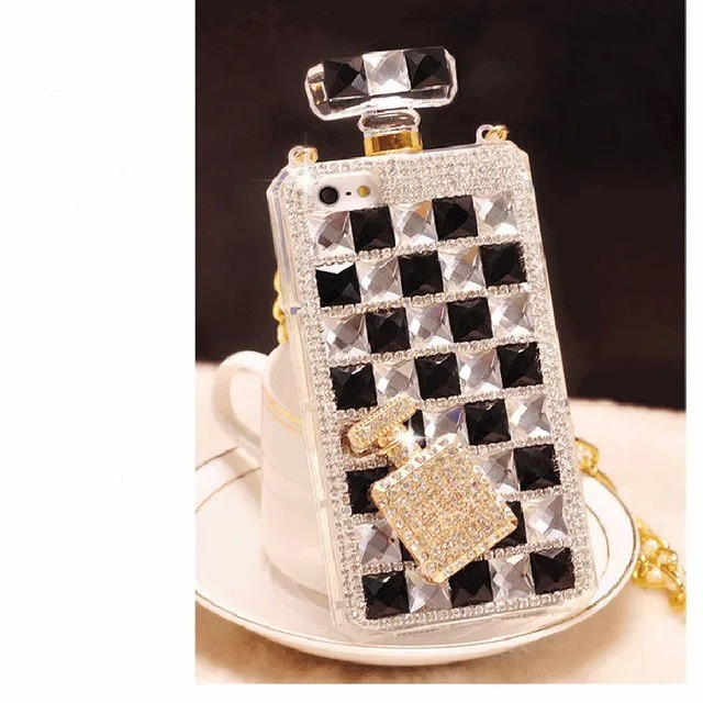 Rhinestone Phone case for Iphone 17 16 Pro Shockproof Phone Case Shining Diamond Perfume Bottle Design Anti Drop Phone Cover