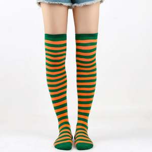 Chaussettes de Noël I-0094, chaussettes rayées jusqu'aux cuisses, bas pour femmes, bas japonais, chaussettes de fête d'Halloween - Product Image 5