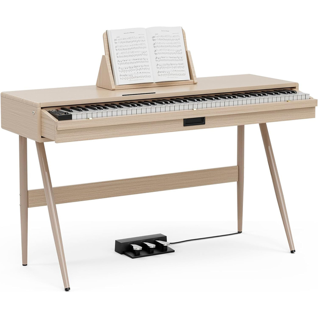 With Drawer Beige Color 88 Key Electric Digital Portable Keyboard Instrument Electronic Organ Piano Suitable for Beginners
