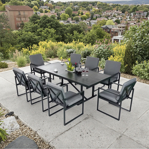 Ensemble de salle à manger de jardin extérieur en aluminium moderne de 9 pièces avec chaises rembourrées - Product Image 6