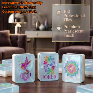 Fichas de Mahjong Personalizadas de Cuatro Capas, Grabadas, 160 Fichas, Color Rosa Perlado, Diseño Floral Botánico, Juego de Mahjong Americano - Product Image 1