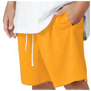 2025 Oem Logo 100% Polyester Plaine Tackle Broderie Garçons Gym Shorts Lâche Cordon Streetwear Maille Basketball Shorts pour Hommes - Product Image 6
