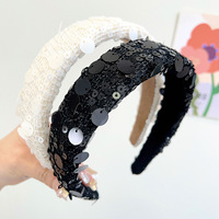Nouveau été brillant paillettes éponge bandeau bandeau de cheveux Style rétro mode doux Simple accessoire de cheveux