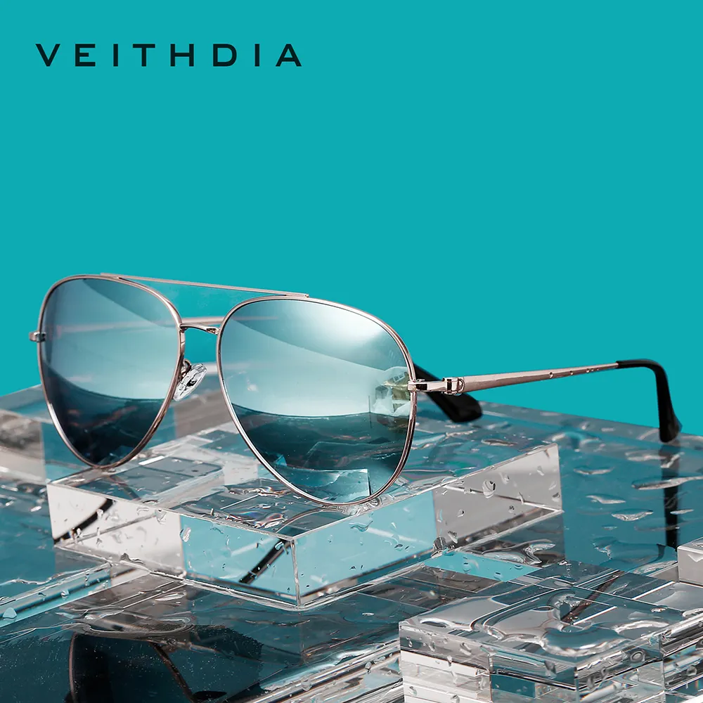 VEITHDIA 8259 luxury designer accessori da spiaggia custom Aviation polarized Pilot shades occhiali da sole uomo donna 2023