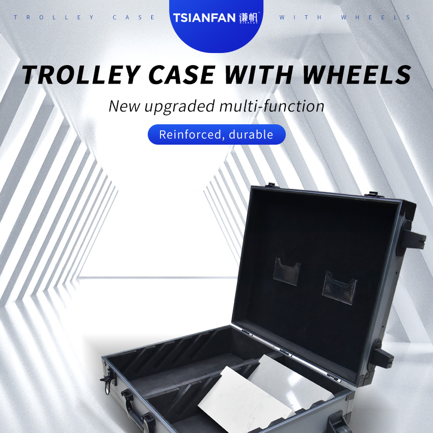 New Design Factory With Wheel Aluminium Suitcase Display Exhibition For Tile Trolley Boxes Stone Case Granite Quartz Sample Box
