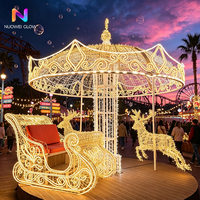Carrousel de Noël Rotatif Personnalisé avec Traîneau de Rennes, Sculpture Lumineuse en Fer Étanche pour Décoration Extérieure de Parc à Thème ou Place Publique