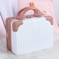 Mini valise portable 14 pouces à coque rigide avec fermeture éclair, étanche, pour maquillage, cosmétiques, petite valise vintage, cadeau pour femme