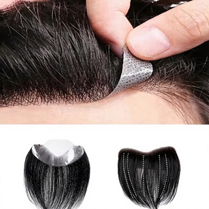Pezzo Frontale in PU Invisibile per <span class=keywords><strong>Uomo</strong></span>, con Capelli Umani Indiani Remy dall'Aspetto Naturale, per Riparazione della Linea Frontale, con Base Ultra Sottile, Destro - Product Image 3
