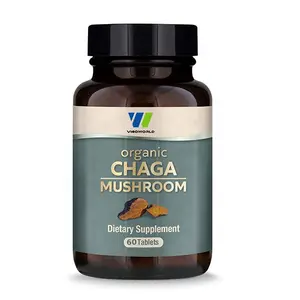 Organic Chaga Mushroom Tablets GMP Certified Immune Support Antioxidant Boost for Weight Loss and Adults Packaged in Bottles