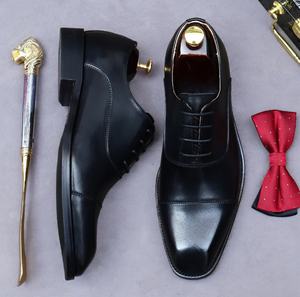 Men's Genuine Leather Oxford Loafers Floral Pattern Waterproof Lightweight <b>Flat</b> Formal Business Slip <b>Pointed</b> <b>Toe</b> British Buckle - Product Image 1