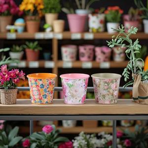 Venta al por mayor Mini macetas de flores hechas a mano negro forma redonda Ecológico Planta de <span class=keywords><strong>hierro</strong></span> Macetas para ventanas Jardín Granja - Product Image 5