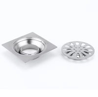 Siphon de sol carré moderne en acier inoxydable 304 avec couvercle, filtre de haute qualité, poli, pour salle de bain, anti-odeur, vente en gros