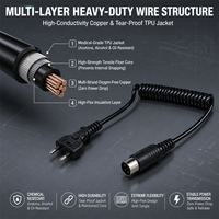 Câble de raccordement à borne annulaire 300V, conducteur en cuivre toronné surmoulé AWG 20 pour lampe à LED pour ongles