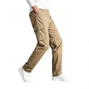 Pantalon cargo décontracté pour homme, taille haute, en toile épaisse, infroissable, respirant, avec poches en élasthanne/coton et braguette zippée - Product Image 3