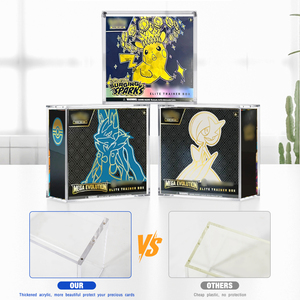 Boîte de protection en acrylique transparente anti-UV à 99,6 % pour cartes <span class=keywords><strong>Pokémon</strong></span> Elite <span class=keywords><strong>Trainer</strong></span> <span class=keywords><strong>Box</strong></span> avec couvercle magnétique - Product Image 2