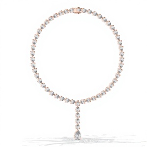 Collier Lariat de Luxe en Or Jaune 18 carats Plaqué Rhodium avec Diamants de Laboratoire Taille Poire pour Fêtes/Mariages/Événements Glamour, Idéal pour Offrir aux Femmes - Product Image 1